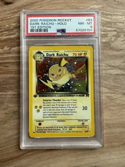 Dark Raichu 2000 Pokemon Rocket Holo #83 PSA 8 - Image 1