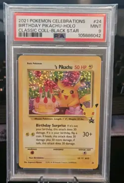 2021 Pokemon Celebrations Birthday Pikachu Holo PSA 9 Mint - Classic Collection - Image 1