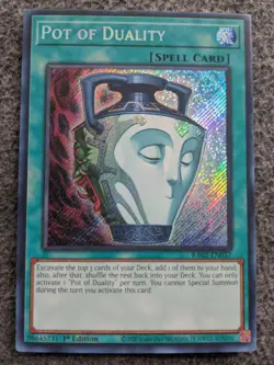 YUGIOH POT OF DUALITY 1ST EDITION SECRET RARE#RA02-EN057 NM - Image 1