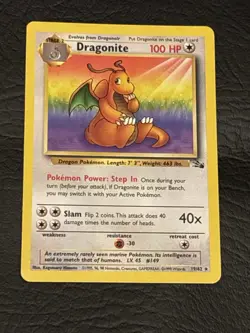 Dragonite 19/62 - Fossil Set - Non-Holo Rare - Vintage WotC Pokemon Card - NM - Image 1