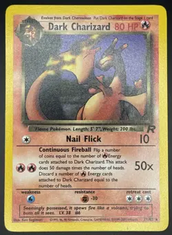 Pokemon TCG Dark Charizard Team Rocket Regular Rare Card WOTC 21/82 LP/NM - Image 1