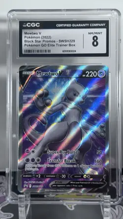 Mewtwo V SWSH 229 Black Star Promo Pokemon Card CGC 8 - Image 1