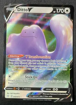 Ditto V 050/072 ULTRA RARE Shining Fates Pokemon Card Near Mint P-2 - Image 1