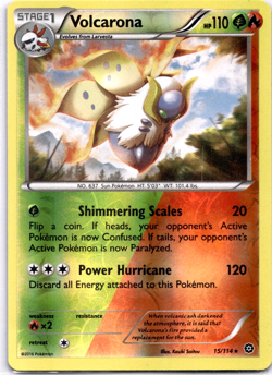 Pokemon TCG Volcarona 15/114 XY Steam Siege Reverse Holo Rare Near Mint - Image 1