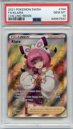 PSA 10 Klara #194 Chilling Reign 2021 Pokemon TCG - Image 1