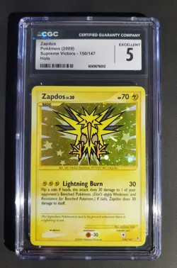 Pokemon TCG Zapdos Holo Secret Rare 150/147 Supreme Victors CGC 5 💫Swirl💫 - Image 1