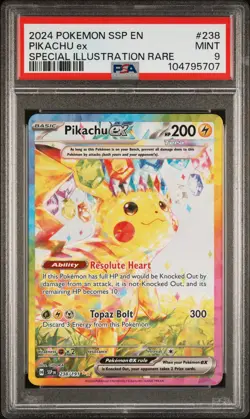 2024 POKEMON SSP EN-SURGING SPARKS SPECIAL ILLUSTRATION RARE PIKACHU EX PSA 9 - Image 1