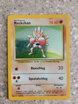 Pokemon TCG: Nockchan (Hitmonchan) 7/102 Holo Rare Base Set 1999 MP - Image 1