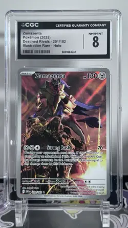 ZAMAZENTA 2025 POKEMON DESTINED ILLUSTRATION RARE HOLO 201/182 CGC 8 - Image 1