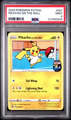 2020 POKEMON FUTSAL #001 PIKACHU ON THE BALL PSA 9 - Image 1