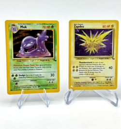 Fossil Holo Set Zapdos & Hitmonlee & Muk Lot of 3 Pokemon Cards - Image 2