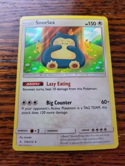 Snorlax Unbroken Bonds 158/214 Holo Rare Pokemon Card LP - Image 1
