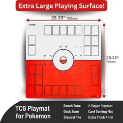 GMC 2 Player Pokemon Game Board Playmat for Pokemon Cards- 28.3" x 28.3" x 0.08" - Image 2