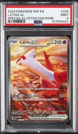 2024 POKEMON SSP EN-SURGING SPARKS SPECIAL ILLUSTRATION RARE LATIAS EX PSA 9 - Image 1