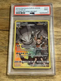 GRADED PSA 9 2019 Pokemon Sun & Moon FA/Steelix Cosmic Eclipse-Secret #247 - Image 1