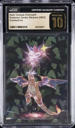 2023 POKEMON CENTER STICKERS CRACKED ICE DARK TERASTAL CHARIZARD CGC 10 PRISTINE - Image 1