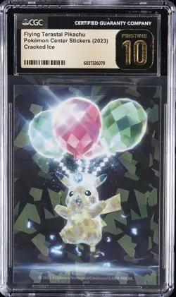 2023 POKEMON CENTER STICKERS FLYING TYPE TERASTAL PIKACHU CGC 10 PRISTINE - Image 1