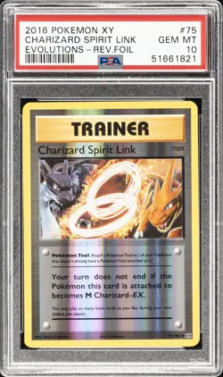 2016 POKEMON XY EVOLUTIONS #75 CHARIZARD SPIRIT LINK-REVERSE FOIL PSA 10 - Image 1