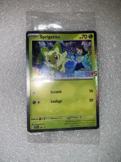 Sprigatito 191 Black Star Promo Surging Sparks Pokemon Horizons Stamp - SEALED - Image 1