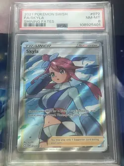 Skyla (Full Art) 072/072 Shining Fates Holo Full Art Trainer PSA 8 Pokemon - Image 1
