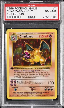 1999 POKEMON BASE SET 1ST EDITION #4 CHARIZARD-HOLO PSA 8 - Image 1