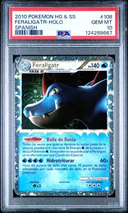 2010 POKEMON HEARTGOLD & SOULSILVER SPANISH #108 FERALIGATR-HOLO PSA 10 - Image 1