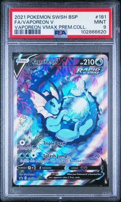 2021 POKEMON SWSH BLACK STAR PROMO #181 FULL ART/VAPOREON V PSA 9 - Image 1