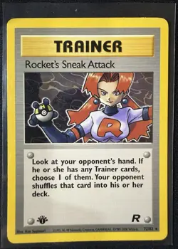 Rocket's Sneak Attack 72/82 Rare Team Rocket 1st Edition Pokemon Card - NM - Image 1
