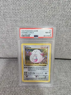 1999 Pokemon Chansey Holo #3 1st Edition Shadowless PSA NM-MT 8 - Image 1