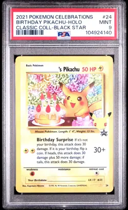 2021 POKEMON CELEBRATIONS CLASSIC COLLECTION #24 BIRTHDAY PIKACHU-HOLO PSA 9 - Image 1