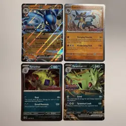 Pokemon Prismatic Evolutions Lucario & Tyranitar EX Premium Collection Promos - Image 1