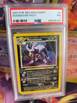 Pokemon Card Houndoom Hundemon Neo Discovery 2001 Entdeckung Holo English PSA 7 - Image 1