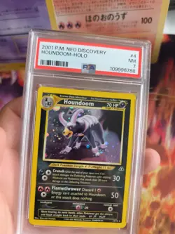 Pokemon Card Houndoom Hundemon Neo Discovery 2001 Entdeckung Holo English PSA 7 - Image 5