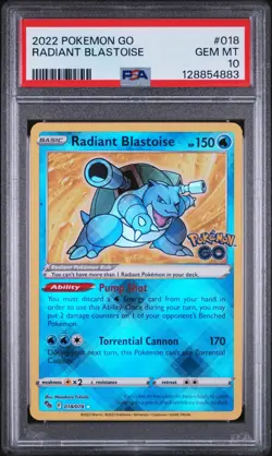 Pokemon TCG Radiant Blastoise Holo Rare Card PSA 10 Gem Mint #018 - Image 1