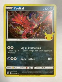 Yveltal 19/25 25th Anniversary Celebrations Holo Pokemon Card NM TCG Card P-1 - Image 1