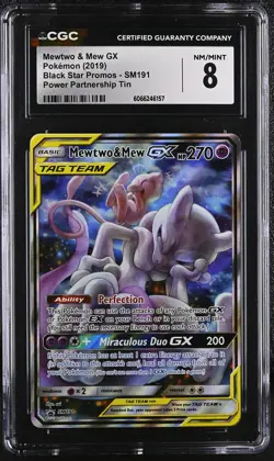 CGC 8 Mewtwo & Mew GX 2019 Black Star Promos SM191 Pokemon Card - Image 1