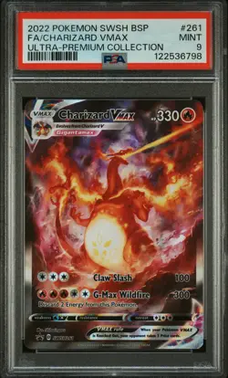 2022 POKEMON SWSH BLACK STAR PROMO #261 FULL ART/CHARIZARD VMAX PSA 9 - Image 1
