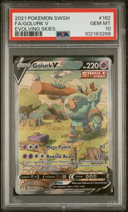 2021 Pokemon SWSH Evolving Skies #182 FA/Golurk V PSA 10 GEM MT - Image 1