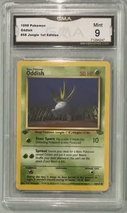 1999 Pokemon Jungle 1st Edition Oddish 58/64 GMA 9 Mint - Image 1