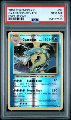 2016 Pokemon Xy Evolutions Gyarados-Rev. Foil Evolutions PSA 10 #34 - Image 1