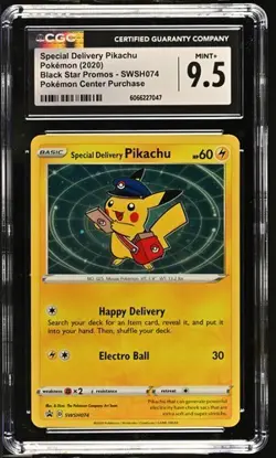 CGC 9.5 SPECIAL DELIVERY PIKACHU SWSH074 BLACK STAR PROMO POKEMON CENTER MINT + - Image 1