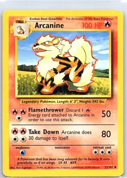 Arcanine 23/102 Non Holo Base Set - Pokemon Card - LP - Image 1