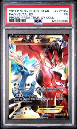 POKEMON CARD 2017 YVELTAL EX FULL ART #XY150a BLACK STAR PROMO XY PSA 1 POOR - Image 1
