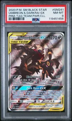 2020 Pokemon Sun and Moon Umbreon & Darkrai GX Black Star Promo #SM241 PSA 8 - Image 1