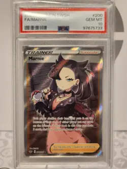 PSA 10 - 2020 POKEMON SWORD & SHIELD #200 FULL ART/MARNIE - Image 1