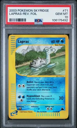 2003 POKEMON SKYRIDGE #71 LAPRAS-REVERSE FOIL PSA 10 - Image 1