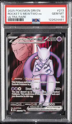 2025 POKEMON DRI EN-DESTINED RIVALS ULTRA RARE TEAM ROCKET'S MEWTWO EX PSA 10 - Image 1