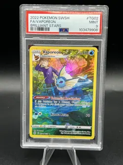 PSA 9 Brilliant Stars Vaporeon TG02 FA - 2022 Pokemon Swsh09 TG02/TG30 - Image 1