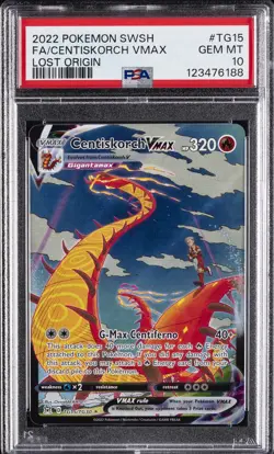 2022 POKEMON SWORD & SHIELD LOST ORIGIN #TG15 FULL ART/CENTISKORCH VMAX PSA 10 - Image 1