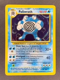 Poliwrath Holo 013/102 Base Set Unlimited 1999 English Pokemon Card LP - Image 1